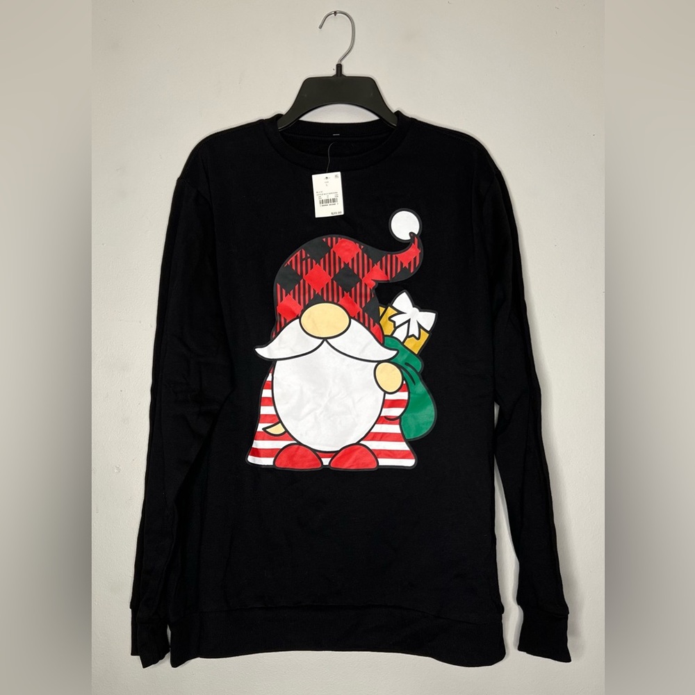 Well Worn Holiday Sweater Gnome Santa Plaid Ugly Christmas Crewneck Sweatshirt